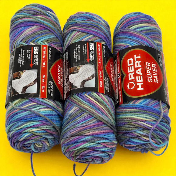 3 Red Heart Super Saver Multi-Color Acrylic Worsted Yarn #0310 Monet (5oz each) - Picture 3 of 7